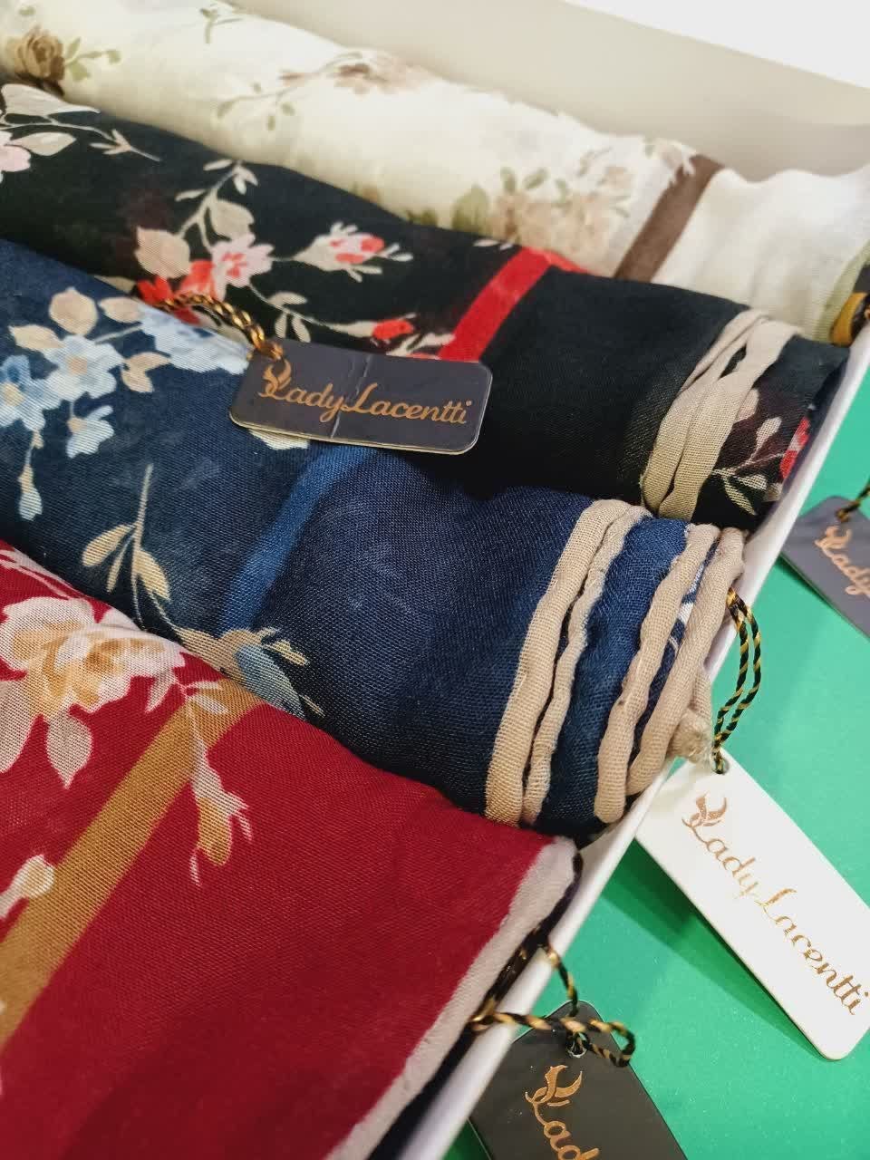 روسری نخی دست دوز گلدار